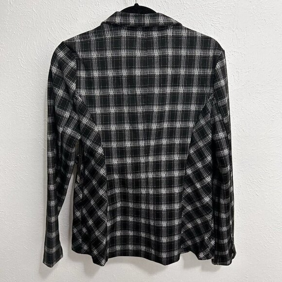 Liverpool Fitted Blazer Womens Size M Black White Glen Plaid One Button Academia - Picture 7 of 13